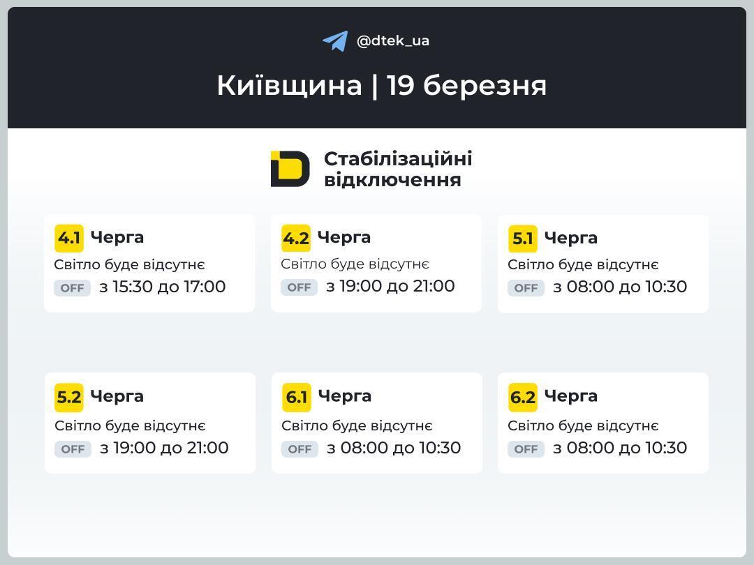 График отключения электроэнергии в Киевской области