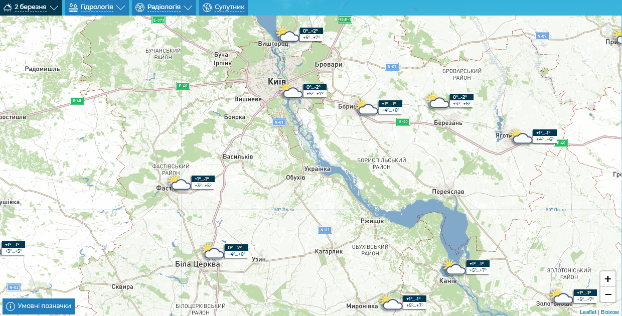 Без опадів та до +8°С: детальний прогноз погоди по Києву та області на 2 березня