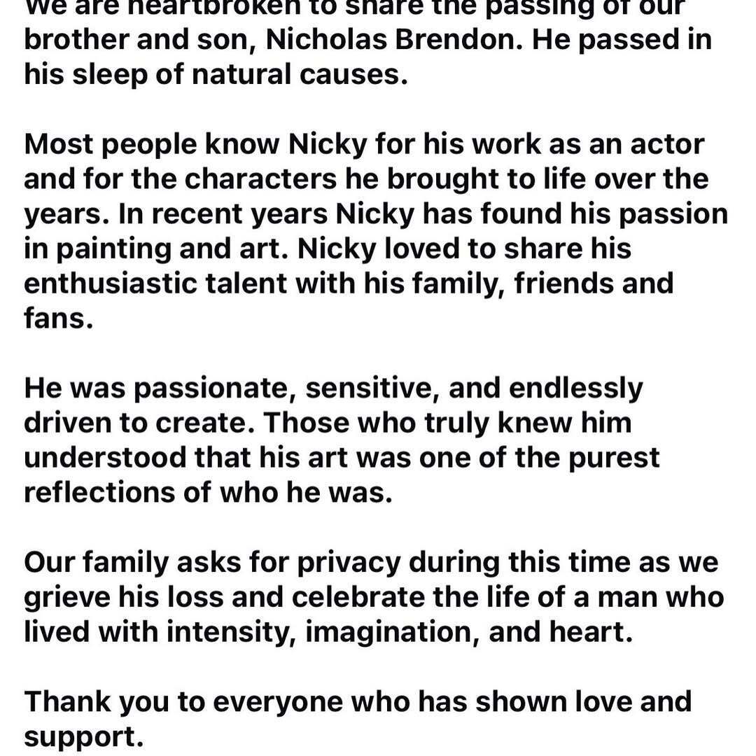 В 54 года ушел из жизни звезда сериала "Баффи – истребительница вампиров" Николас Брэндон