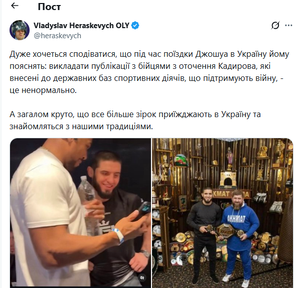 Гераскевич закликав пояснити Джошуа, який приїхав до Києва, його "ненормальний вчинок"