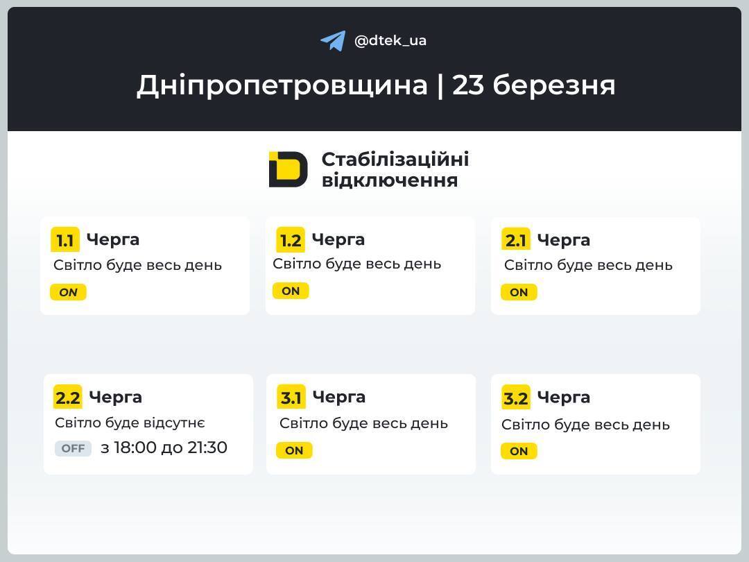 Відключення повертаються: коли і де не буде світла в Україні 23 березня