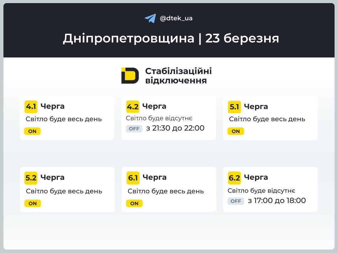 Відключення повертаються: коли і де не буде світла в Україні 23 березня