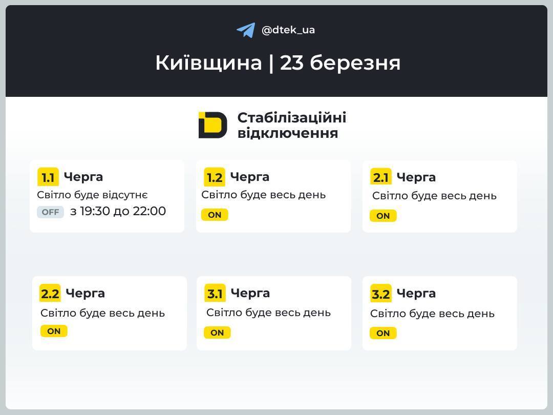 Відключення повертаються: коли і де не буде світла в Україні 23 березня