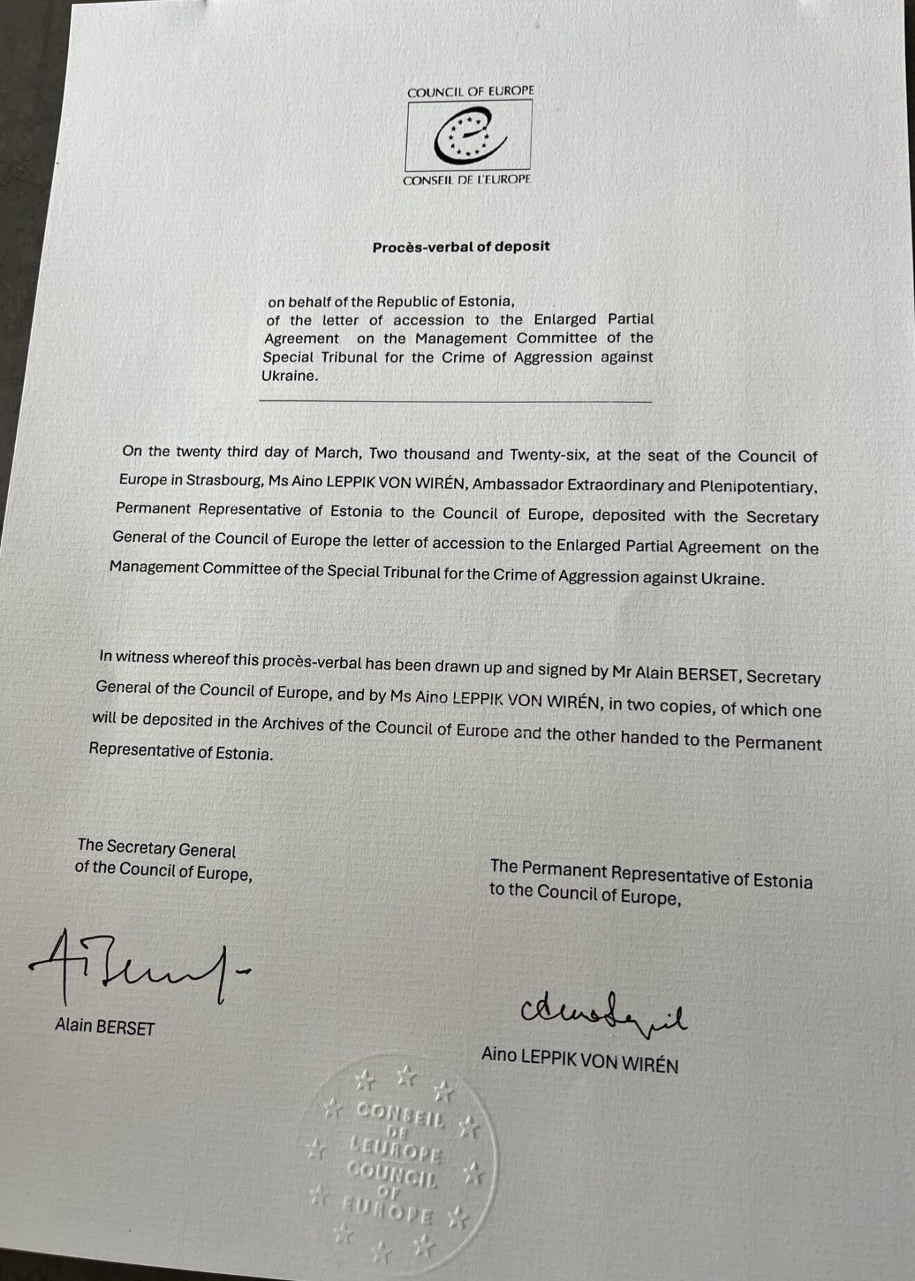 Естонія офіційно приєдналась до створення спецтрибуналу щодо злочинів Росії: заява МЗС