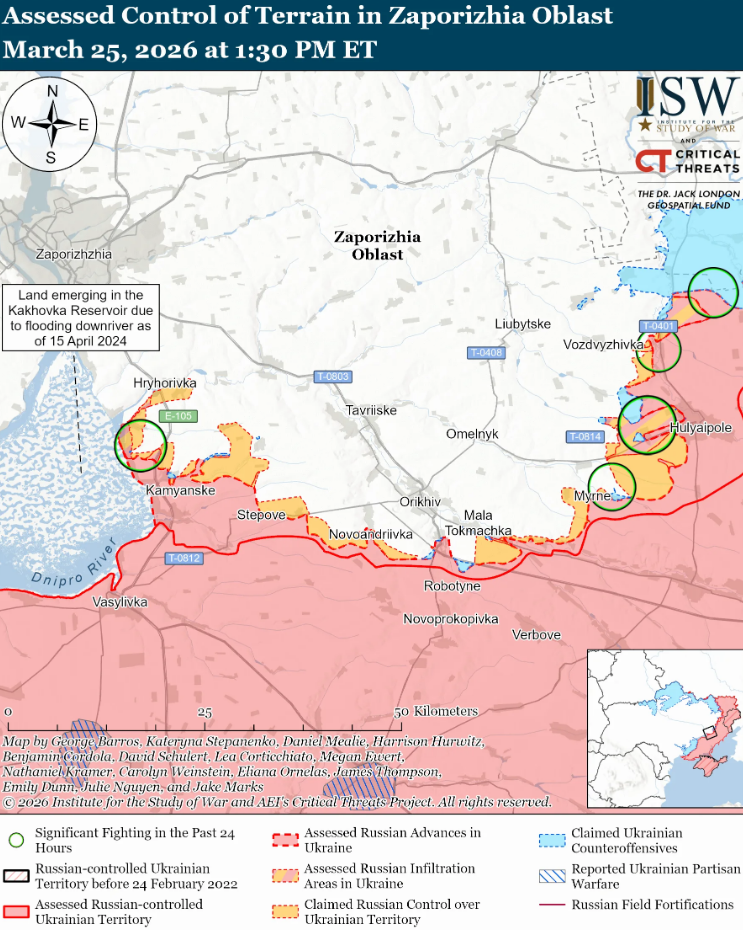 Українські війська просунулися на Слов'янському напрямку, у районі Костянтинівка-Дружківка та на заході Запорізької області – ISW