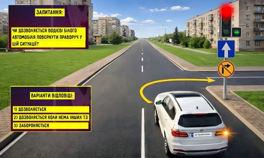 Можно ли повернуть направо? Тест на знание ПДД