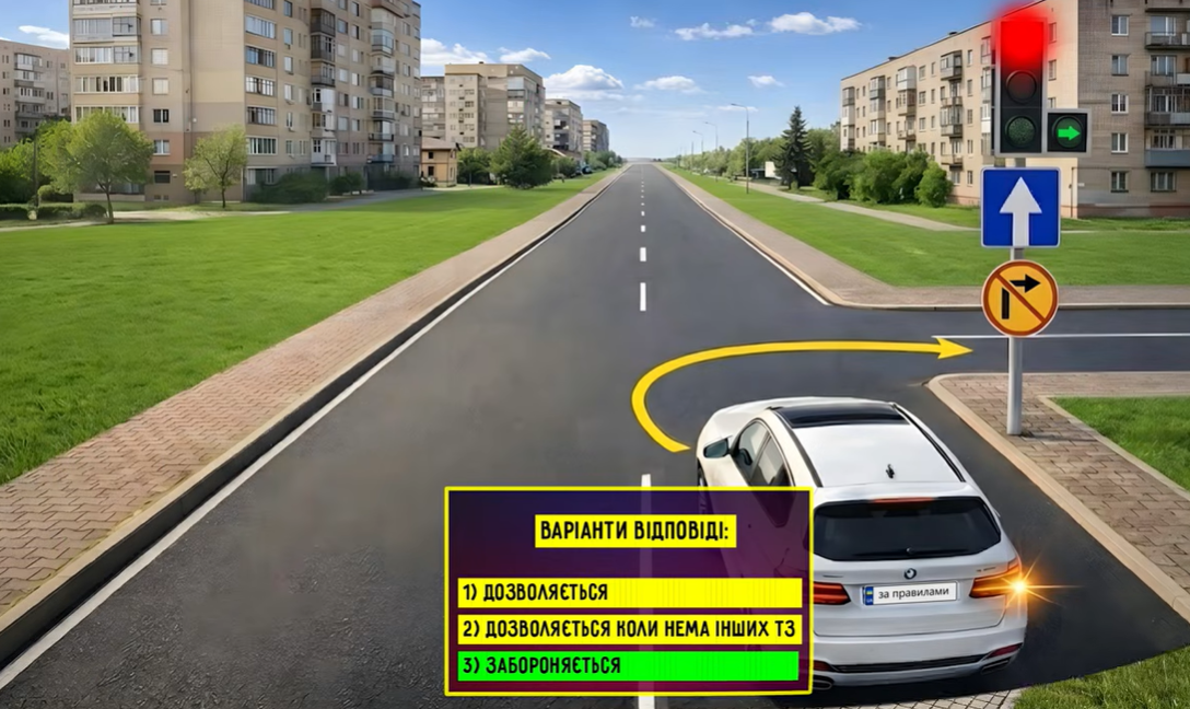 Можно ли повернуть направо? Тест на знание ПДД