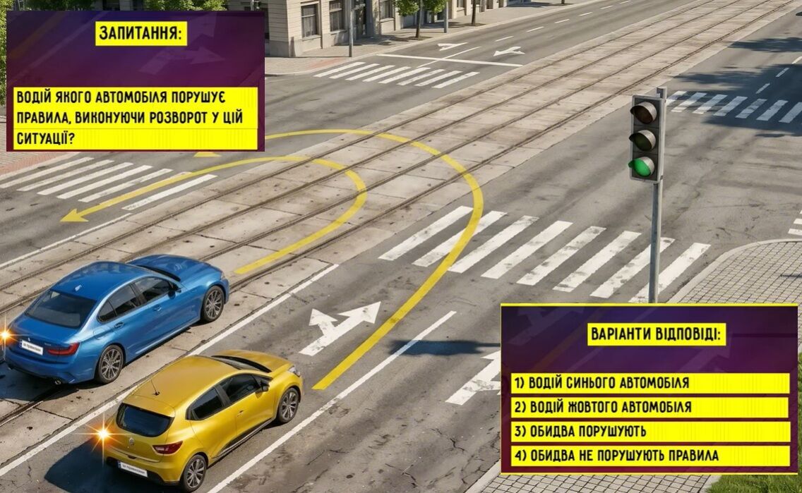 Хто порушує правила, виконуючи розворот? Тест на знання ПДР