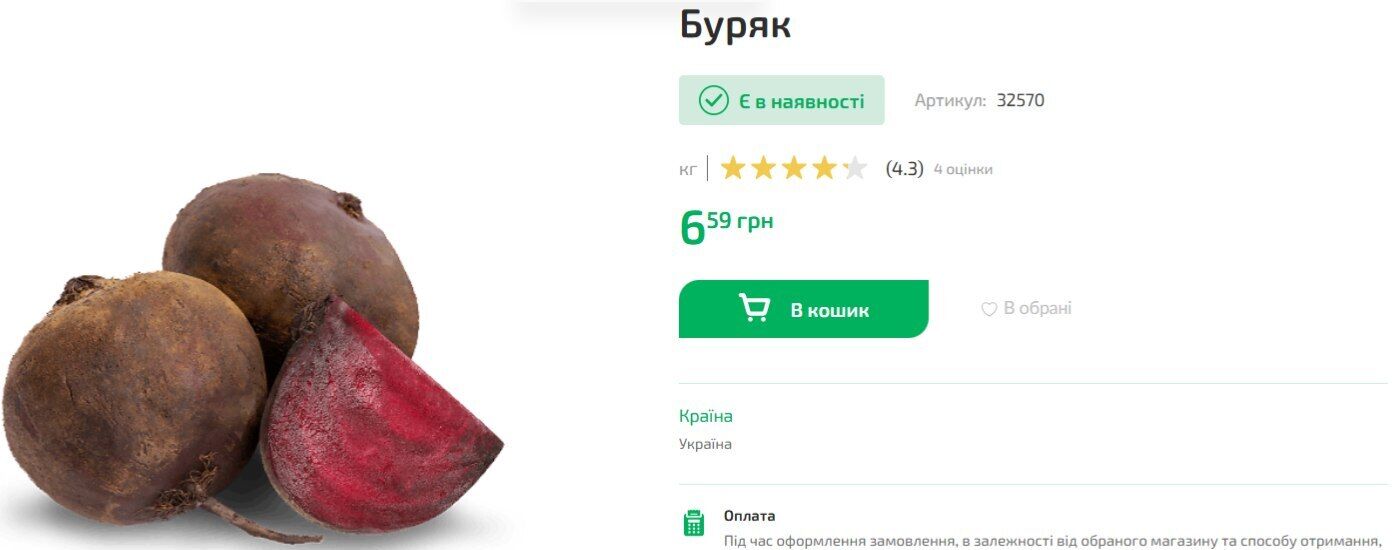 Скільки коштує буряк в АТБ