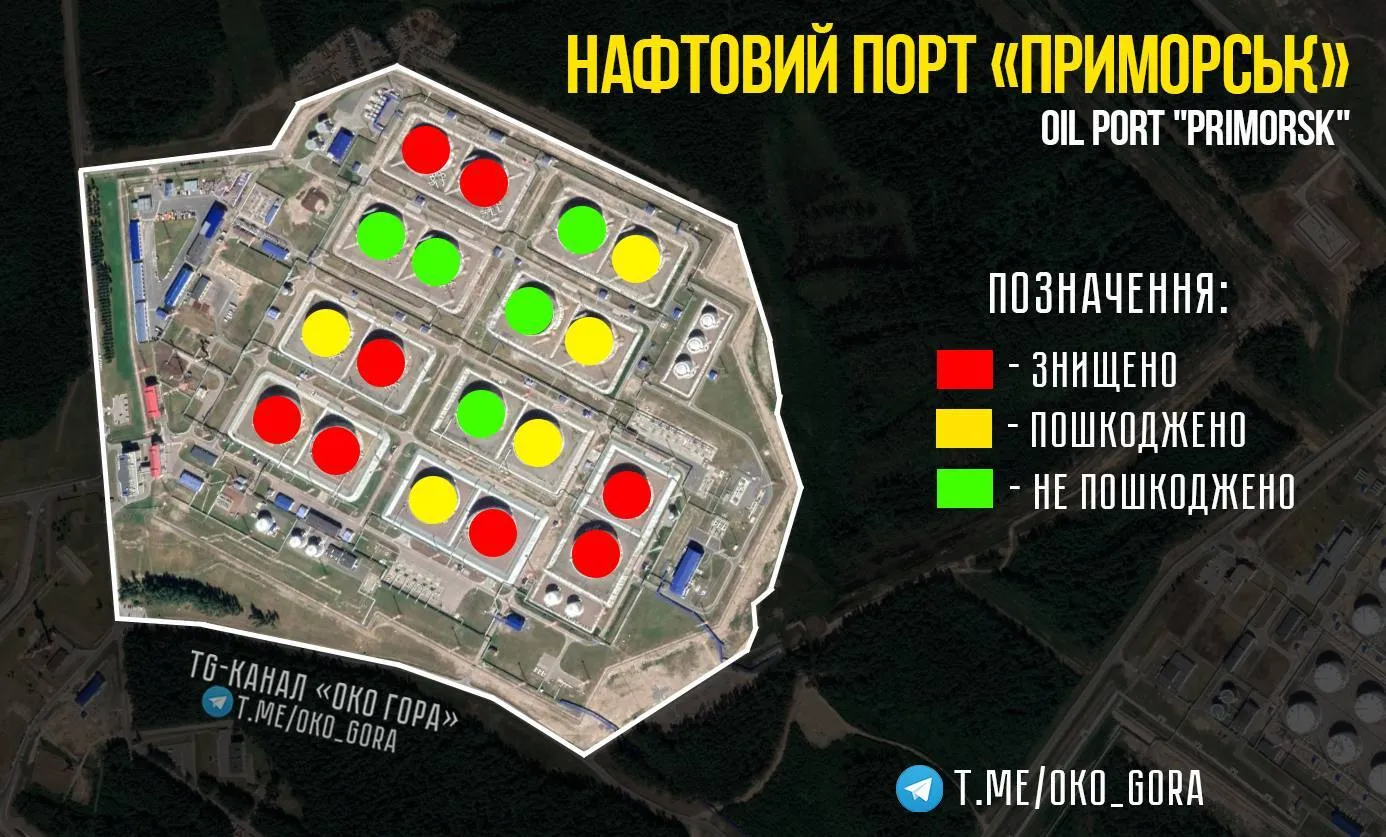 Уничтожено восемь резервуаров: появились новые данные о последствиях атаки БПЛА на порт "Приморск" в Ленинградской области