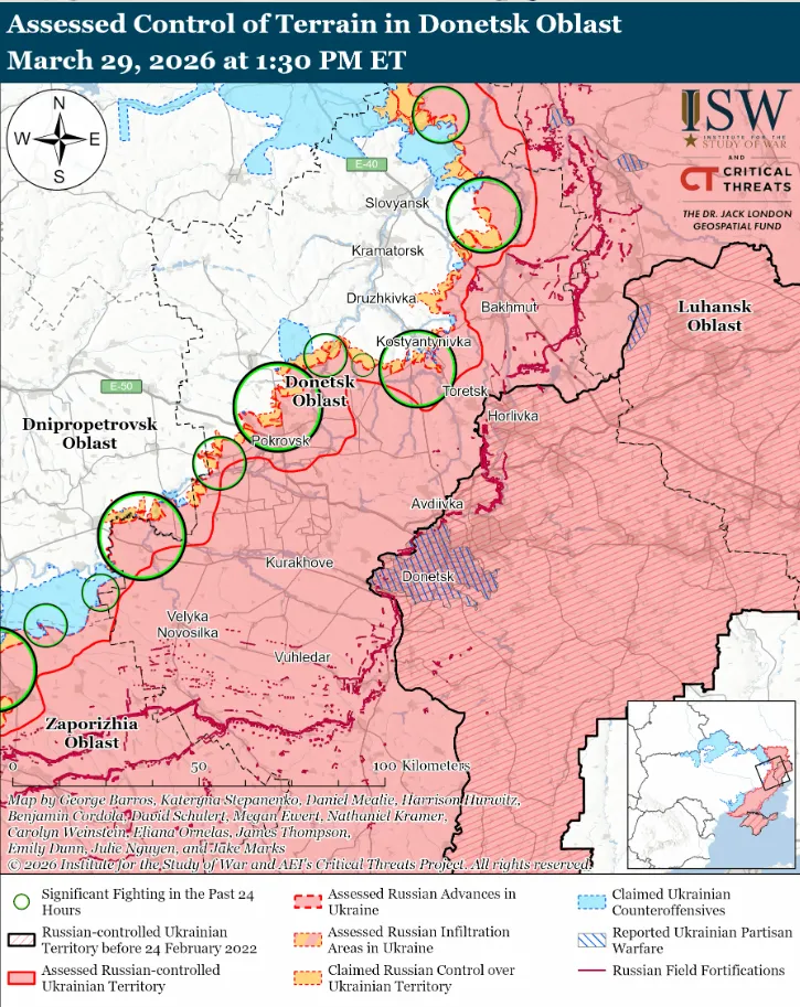 Угрожают критические потери: Россия "замахнулась" на захват "пояса крепостей" в Донецкой области, но столкнулась с проблемами – ISW