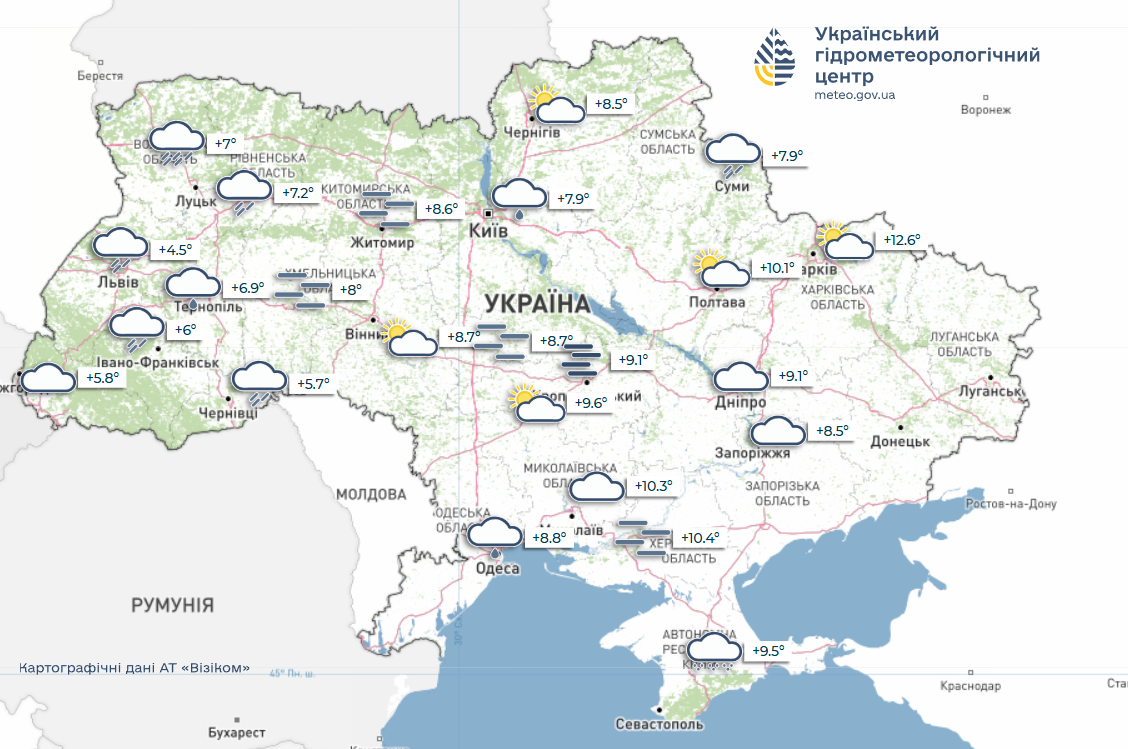Синоптик дала прогноз на 1 апреля в Украине: будет ли похолодание. Карта