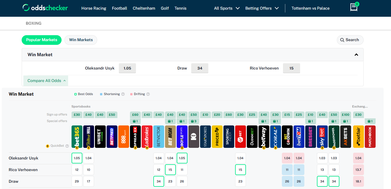 Усик – Верхувен: букмекеры назвали котировки на чемпионский бой