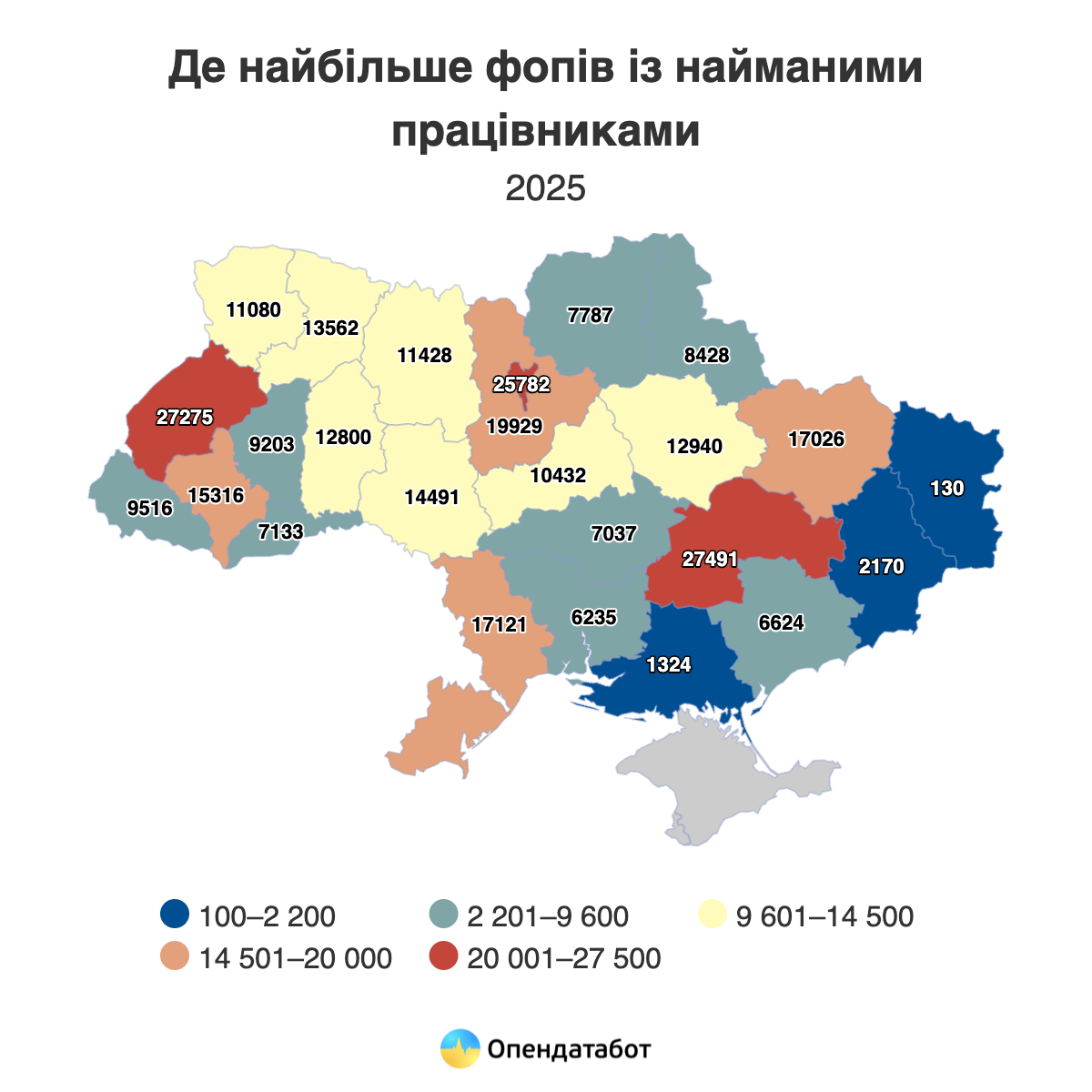 Где больше всего ФЛП с наемными работниками