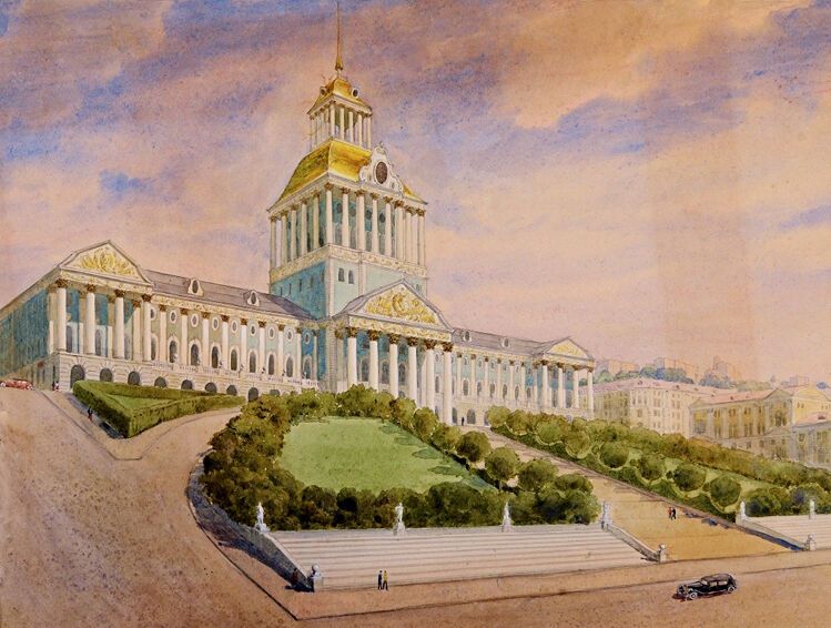 Палаци та будівлі з колонами: у мережі показали проєкт відновлення Хрещатика в Києві 1944 року. Фото