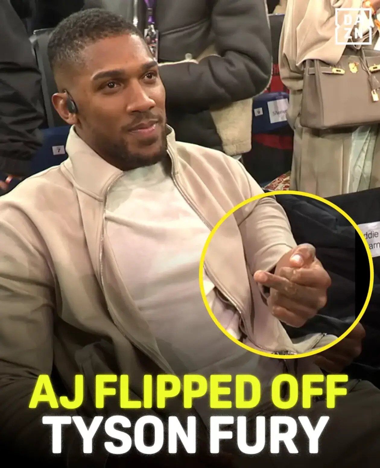 Ф'юрі після перемоги над росіянином кинув виклик знаменитому супертяжу. Той у відповідь показав середній палець. Фотофакт