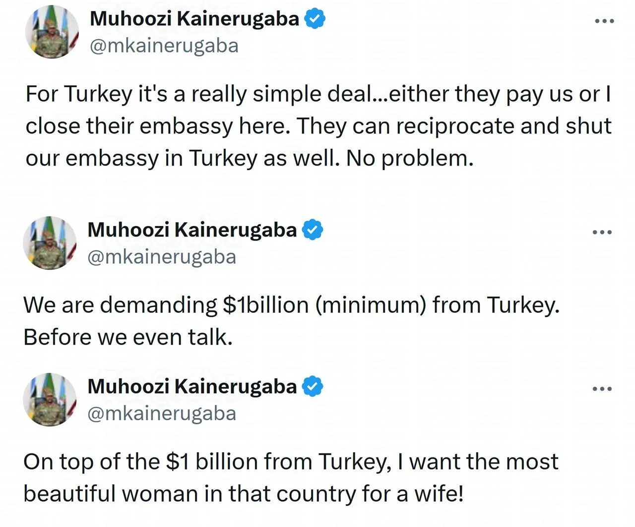 Сын президента Уганды требует у Турции $1 млрд и самую красивую женщину страны: что случилось