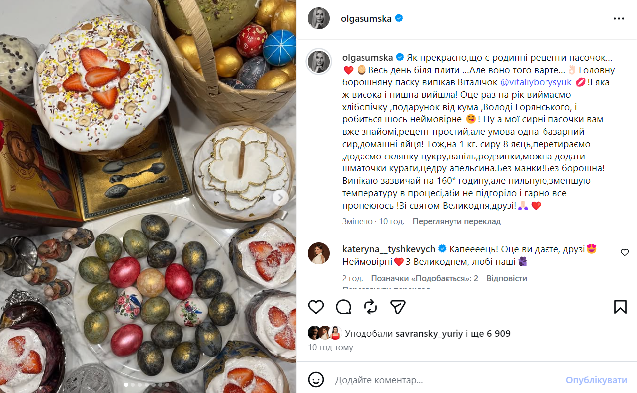Саливанчук – в Буковеле, а Сумской паску спек муж: украинские звезды показали свои корзины на Пасху. Фото