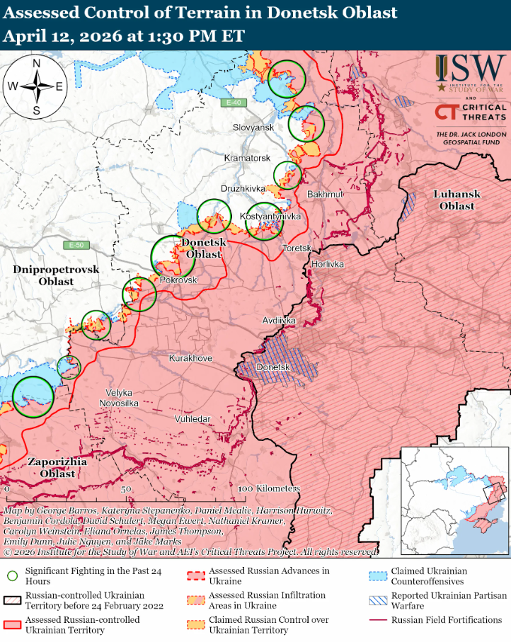 Українські війська нещодавно просунулися у тактичному районі Костянтинівка-Дружківка – ISW