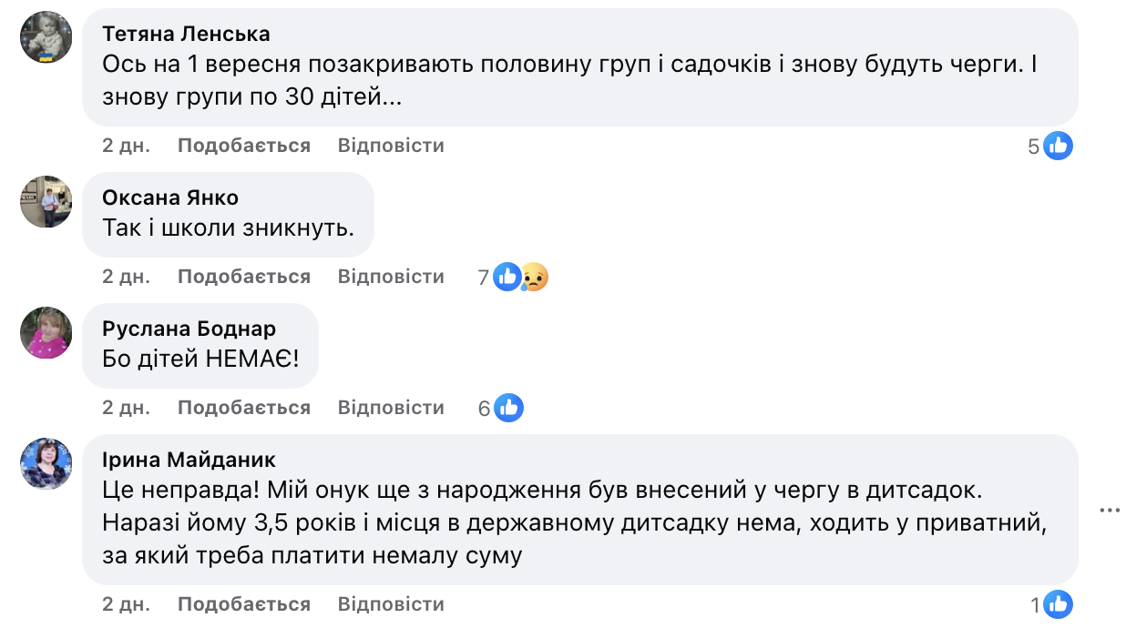 "Нет детей – нет проблемы!" Украинцы скептически оценили заявление МОН об очередях в детсады