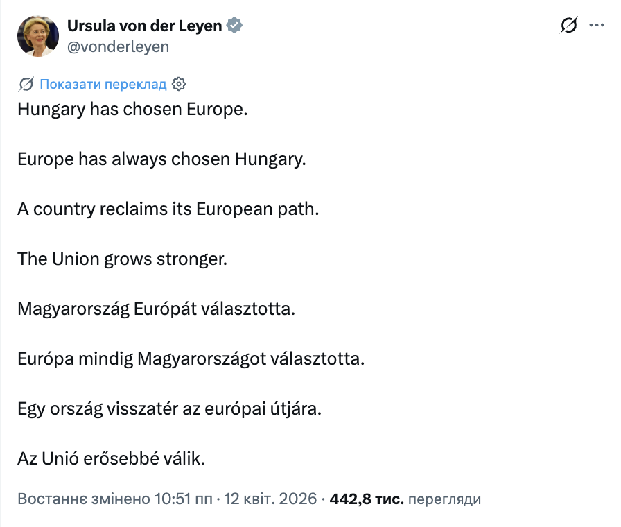 "Сегодня сердце Европы бьется сильнее в Венгрии": европейские лидеры поздравили Мадьяра с победой на выборах