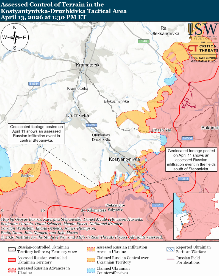Украинские войска продвинулись в районе Славянска: в ISW оценили ситуацию. Карта