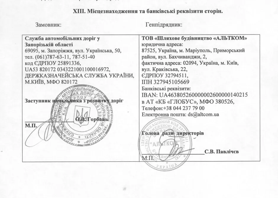 Підписаний договір