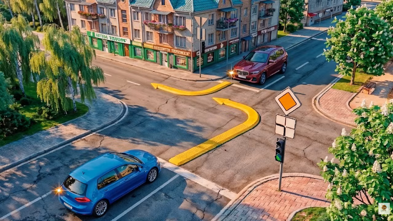 Водитель какого автомобиля обязан уступить дорогу в изображенной ситуации