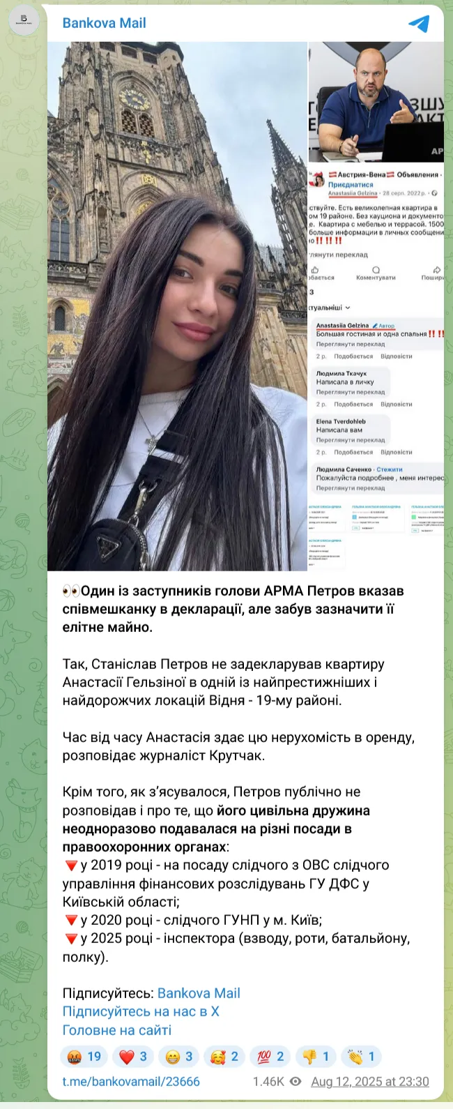 Станіслав Петров не задекларував квартиру Анастасії Гельзіної в одній із найпрестижніших і найдорожчих локацій Відня