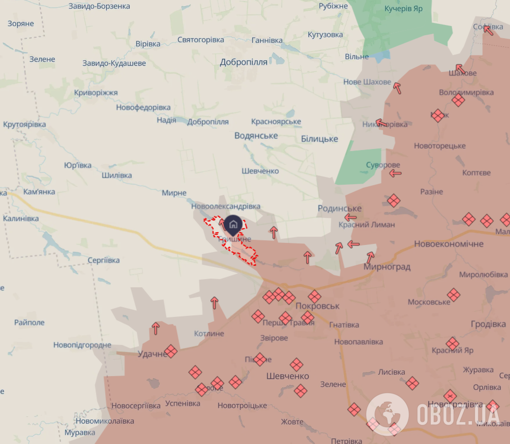 На Покровском направлении оккупанты почти полностью захватили Гришино и взяли ВСУ в "мешок" возле Светлого – DeepState