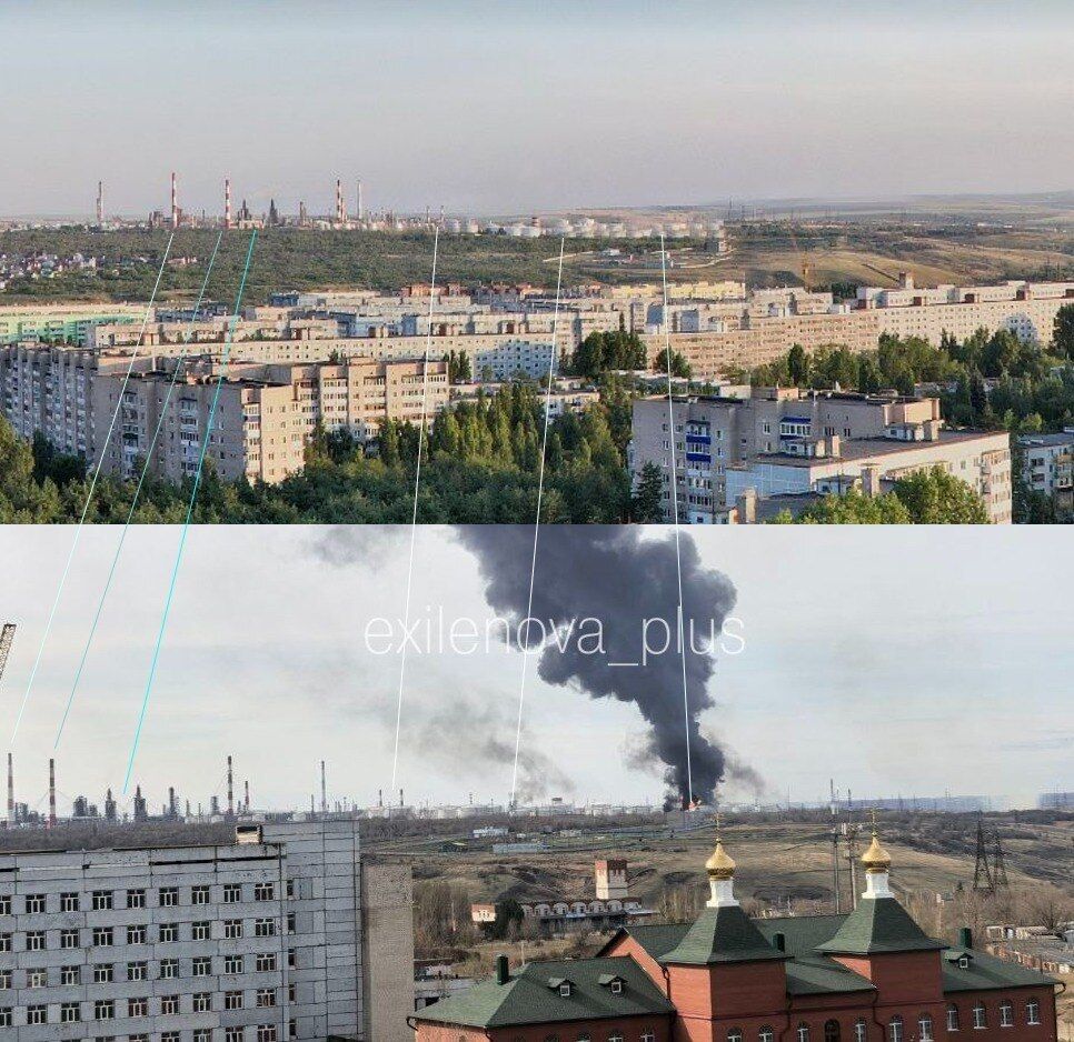 В Росії після ранкової атаки дронів палає вже другий НПЗ: фото та відео