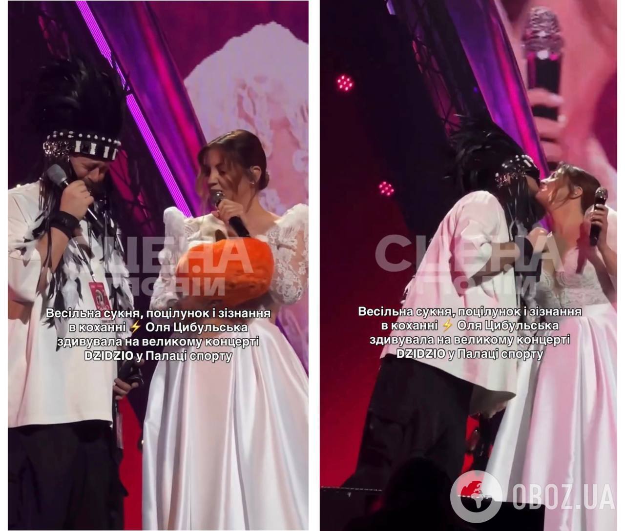 Оля Цибульська у весільній сукні поцілувала DZIDZIO на сцені: раніше їм приписували роман. Відео