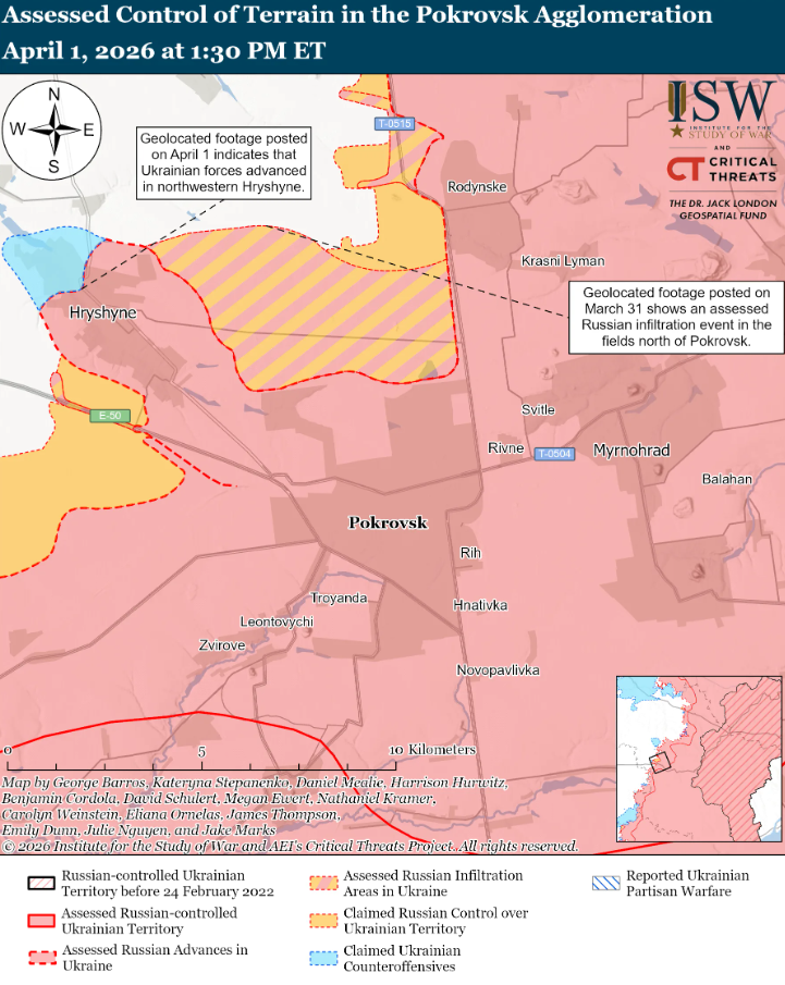 Українські війська просунулися на Покровському та Гуляйпільському напрямках – ISW
