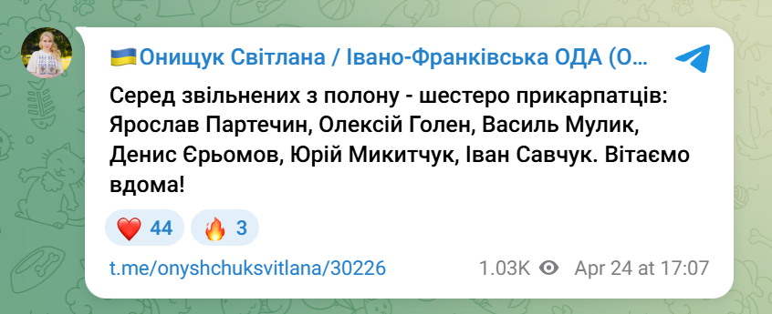 Обмін полоненими 24 квітня: списки тих, хто повернувся з російського полону (ОНОВЛЮЄТЬСЯ)
