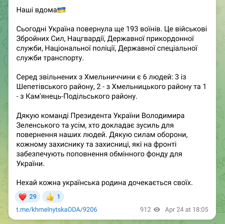 Обмін полоненими 24 квітня: списки тих, хто повернувся з російського полону (ОНОВЛЮЄТЬСЯ)