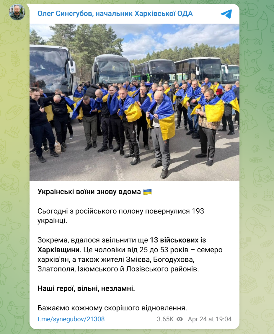 Обмін полоненими 24 квітня: списки тих, хто повернувся з російського полону (ОНОВЛЮЄТЬСЯ)