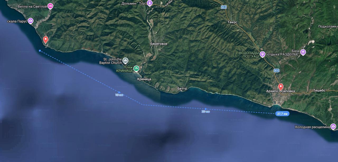 Нафтова пляма з Туапсе з'явилася за 30 км від палацу Путіна в Геленджику. Супутникові фото