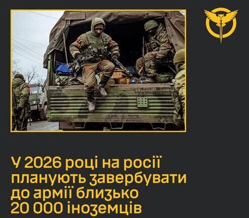 Россия в 2026 году планирует завербовать на войну против Украины около 20 тысяч иностранцев – ГУР