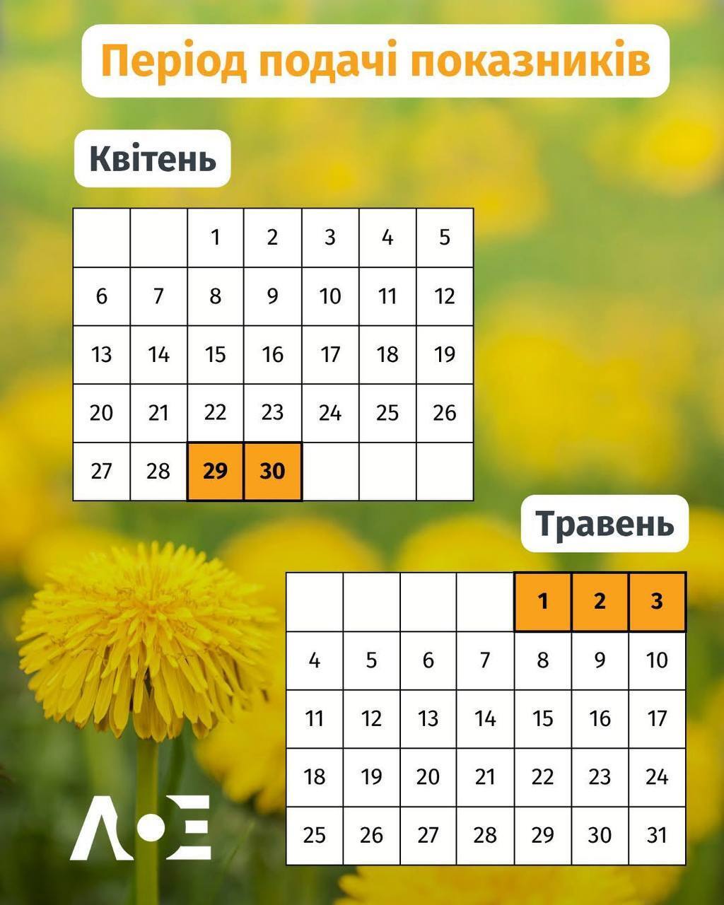 Период передачи показаний счетчика за апрель-2026