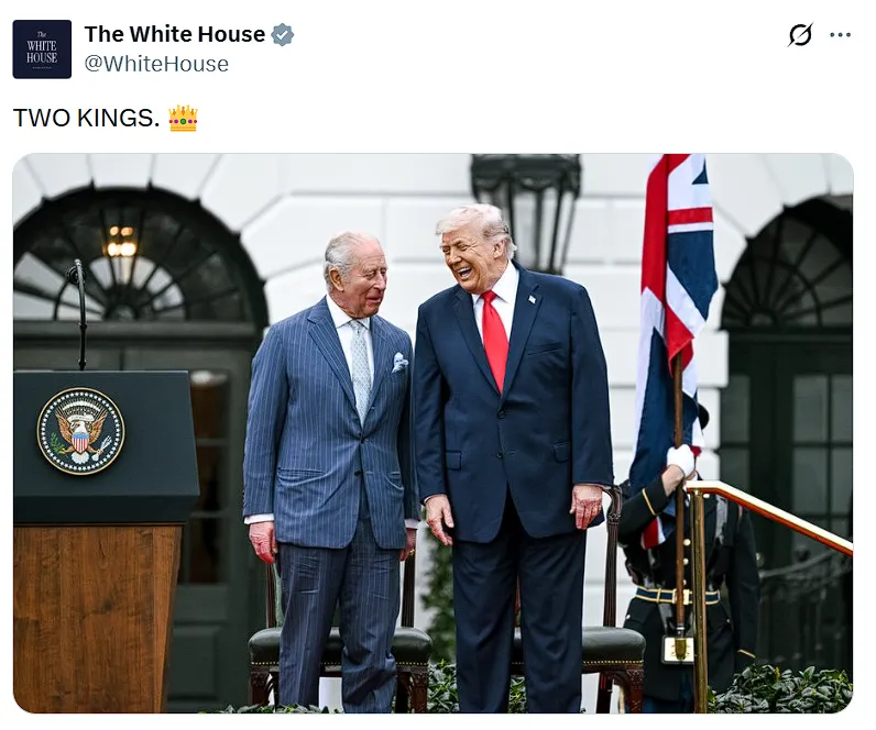 "Два короля": Белый дом опубликовал фото Трампа и Чарльза ІІІ со "знаковой" подписью