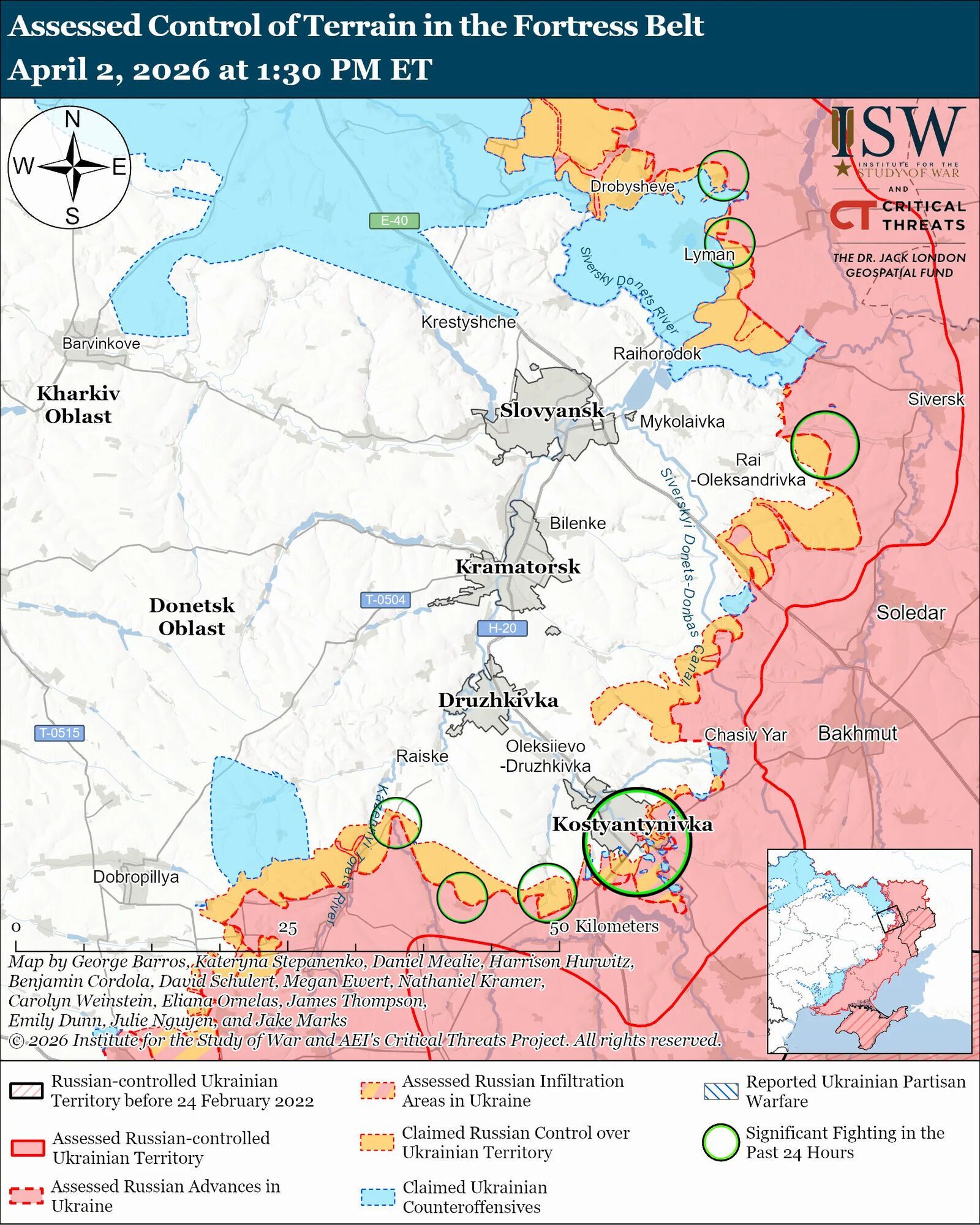 Украинские войска продвинулись вблизи Славянска и на тактическом направлении Константиновка-Дружковка – ISW