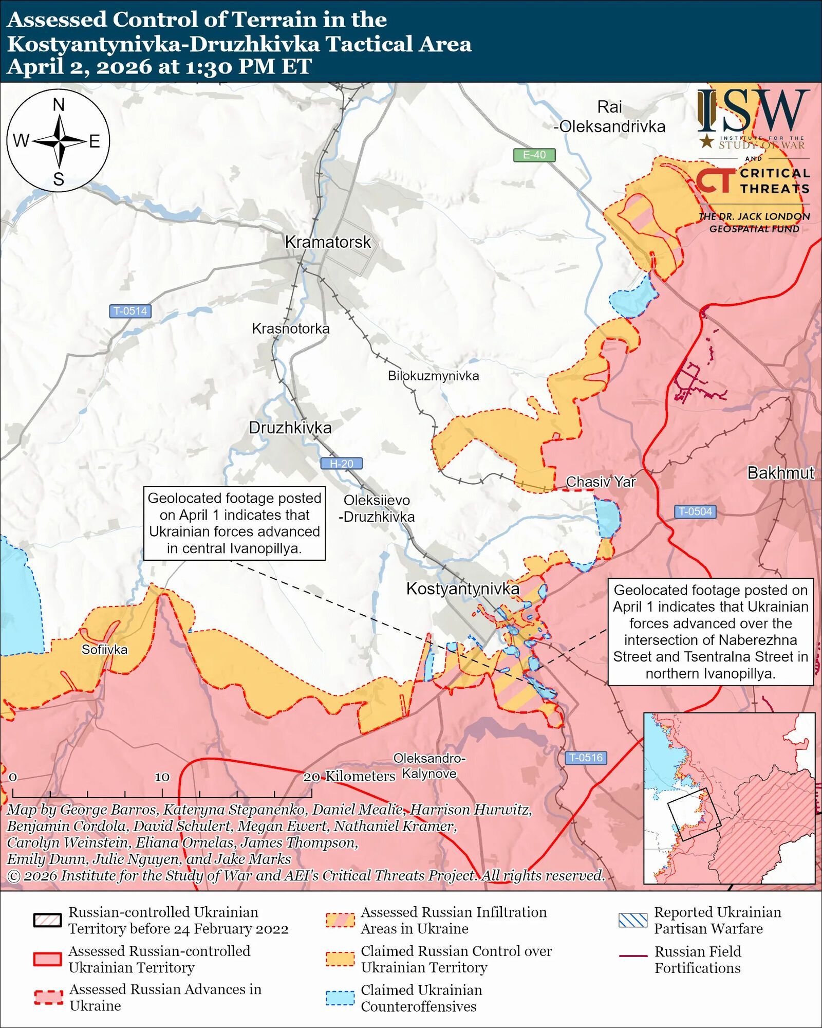 Украинские войска продвинулись вблизи Славянска и на тактическом направлении Константиновка-Дружковка – ISW