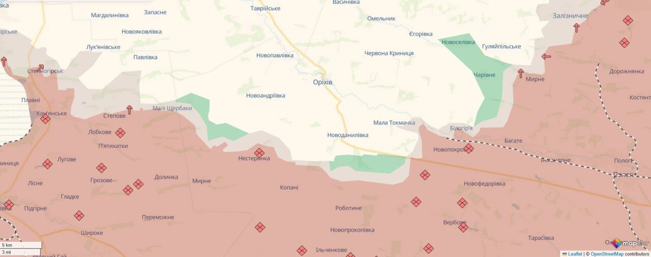 Оккупанты пытались продвинуться возле Новоандреевки на Ореховском направлении: Волошин рассказал о ситуации. Карта