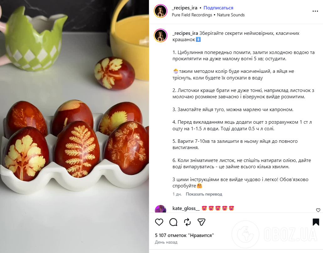 Крашанки на Великдень з цибулинням та листочками: як зробити цікавий візерунок на яйцях