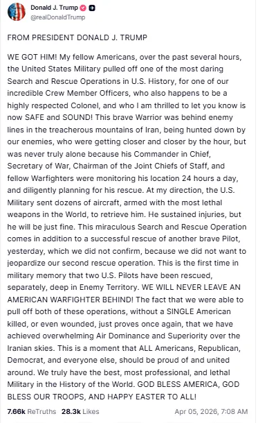 Отправили десятки самолетов: США спасли второго члена экипажа F-15, сбитого над Ираном