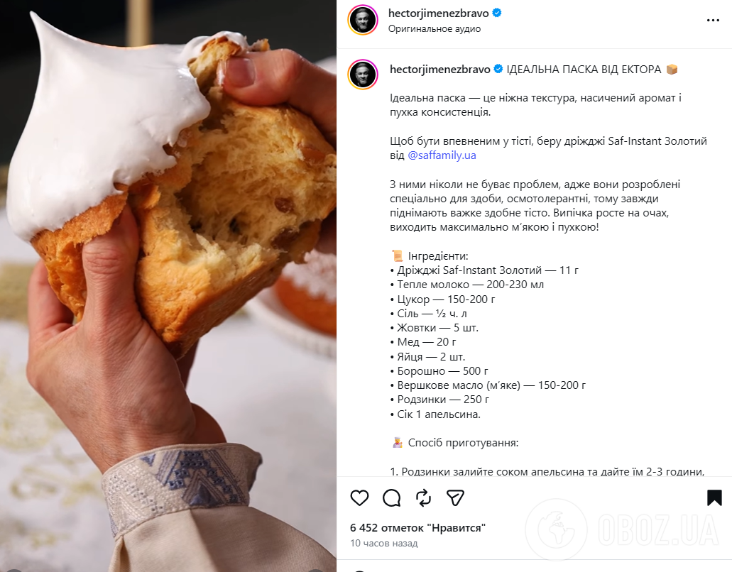 Идеальная дрожжевая паска из теста на молоке: рецепт от Эктора Хименеса-Браво