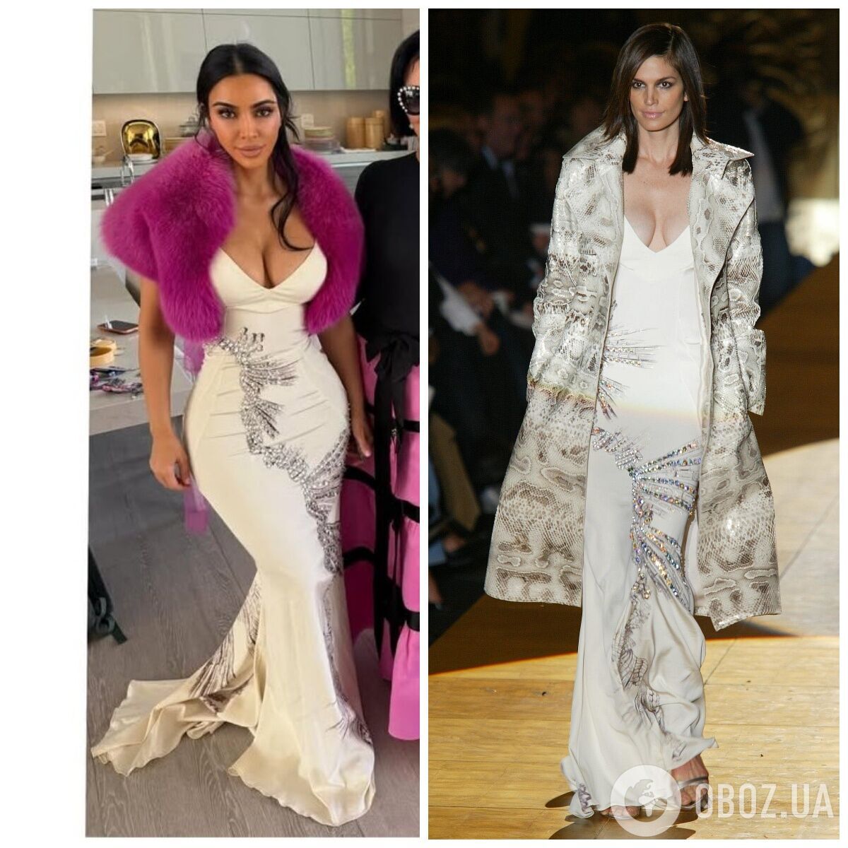 Ким Кардашьян выгуляла культовое платье Синди Кроуфорд за почти 10 тысяч долларов. Фотосравнение