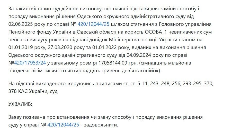 Рішення суду щодо Галінського