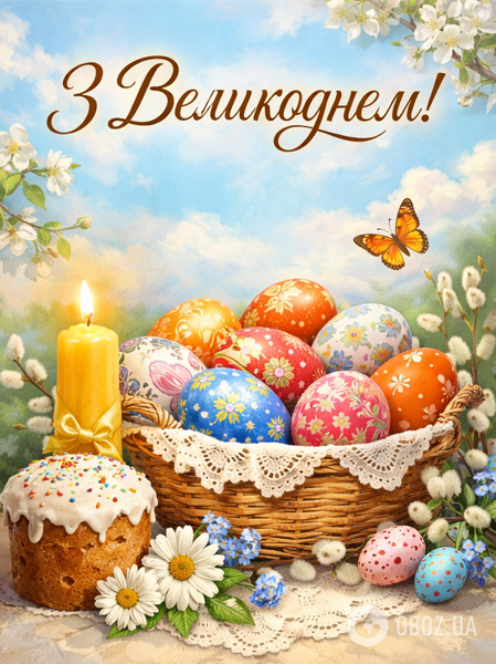 Привітання з Великоднем: красиві побажання, листівки, картинки українською мовою