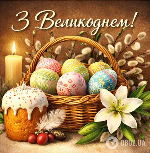 Привітання з Великоднем: красиві побажання, листівки, картинки українською мовою